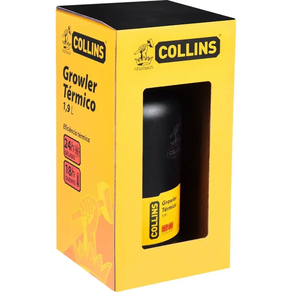 Growler térmico em aço inoxidável preto 1,9L Collins — fotografia 12