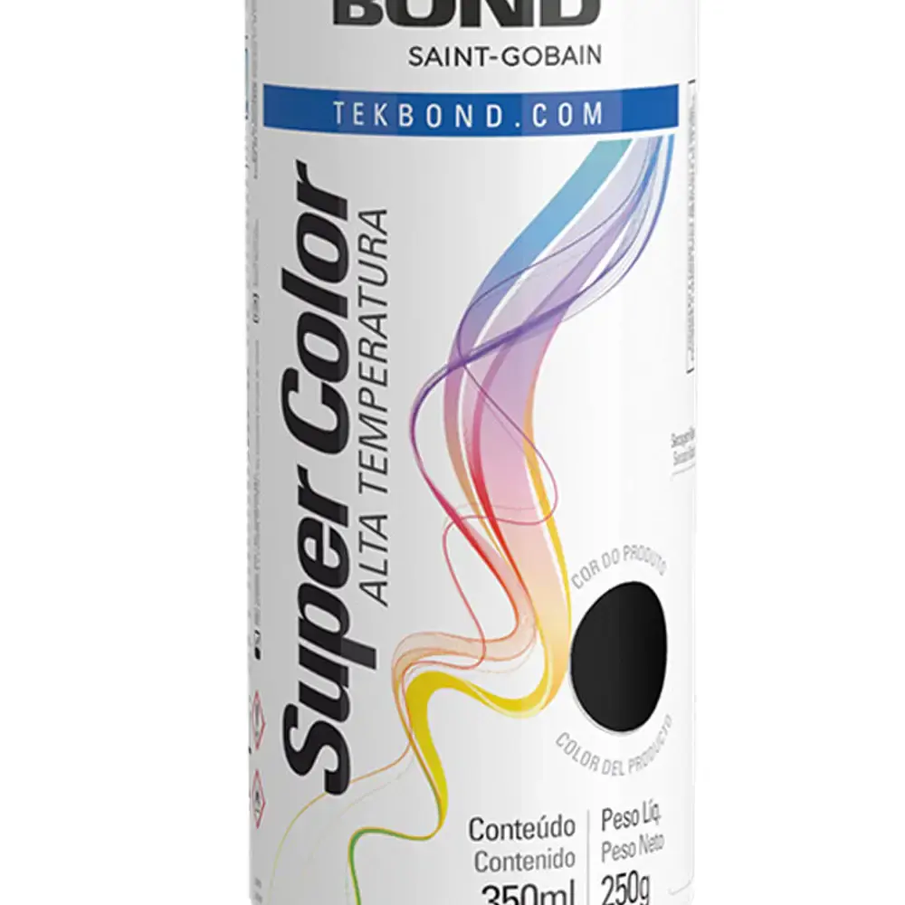 Tinta spray 350ML alta temperatura preto fosco 23371006900 Tekbond — fotografia 4