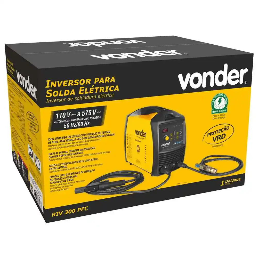 Máquina de solda inversora com eletrodo e TIG 300 a RIV300 PFC display digital Vonder — fotografia 4