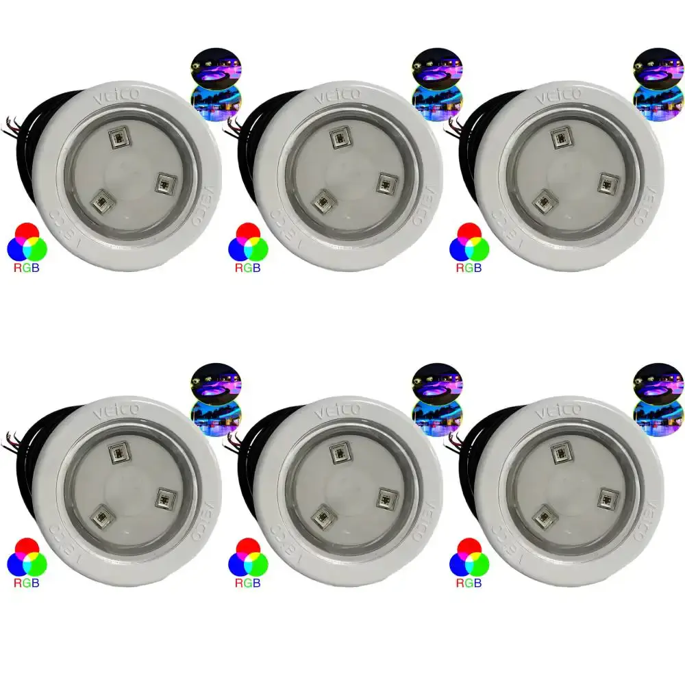 Refletor LED RGB 4.5W para piscinas de fibra 6 unidades 124025 Fluidra
