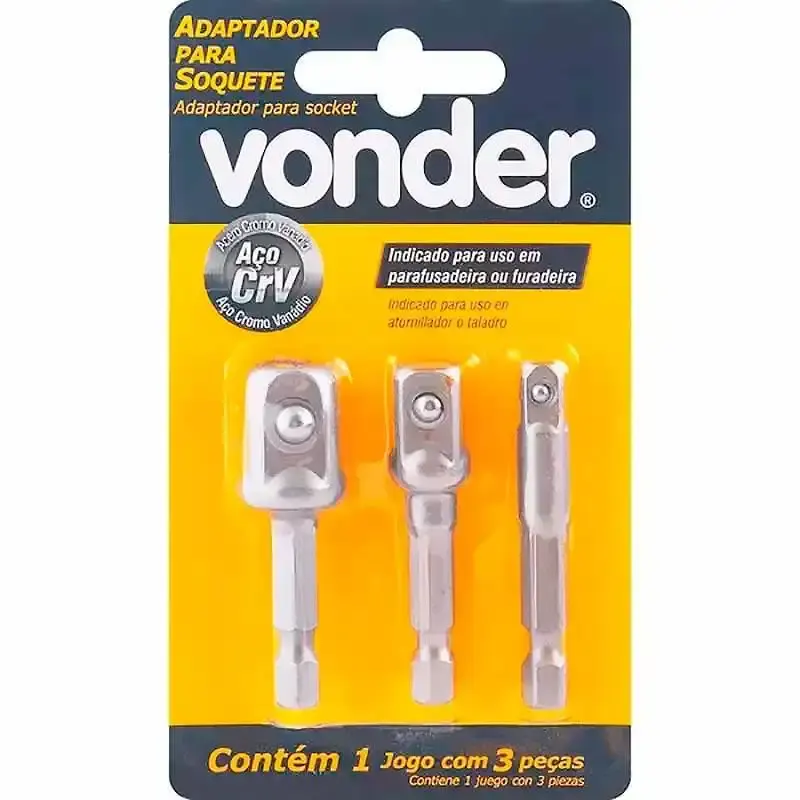 Jogo de adaptadores para soquetes kit com 3 peças Vonder — fotografia 4