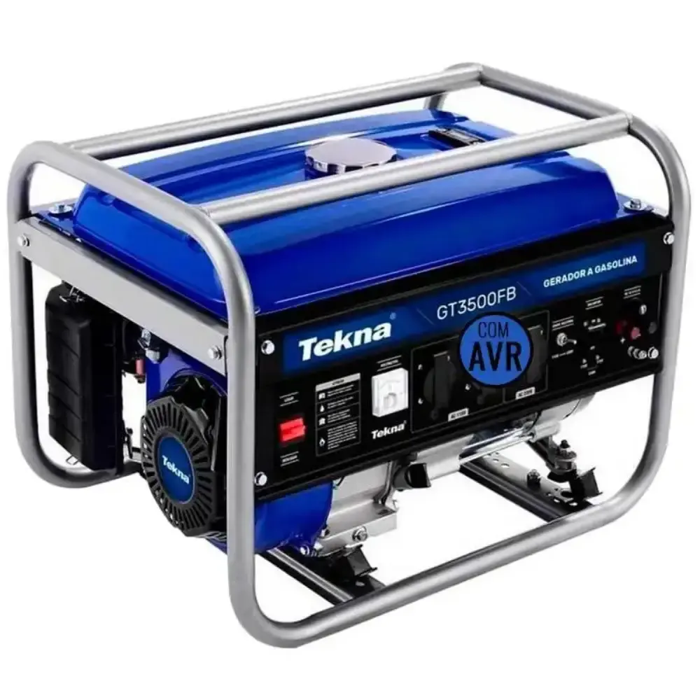 Gerador de energia à gasolina 6.5HP 3.1KVA 4 tempos bivolt GT3500FB Tekna