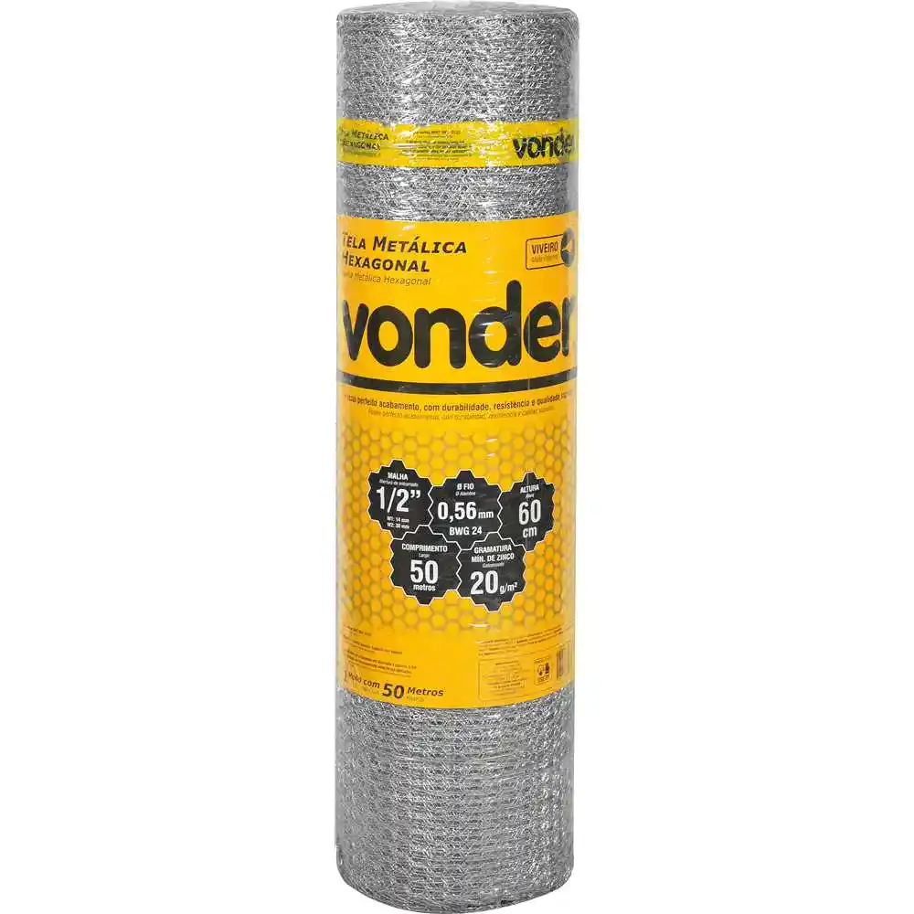 Tela Hexagonal Viveiro 1/2 Polegada x 24 x 0,6 x 50 Metros Vonder — fotografia de referência