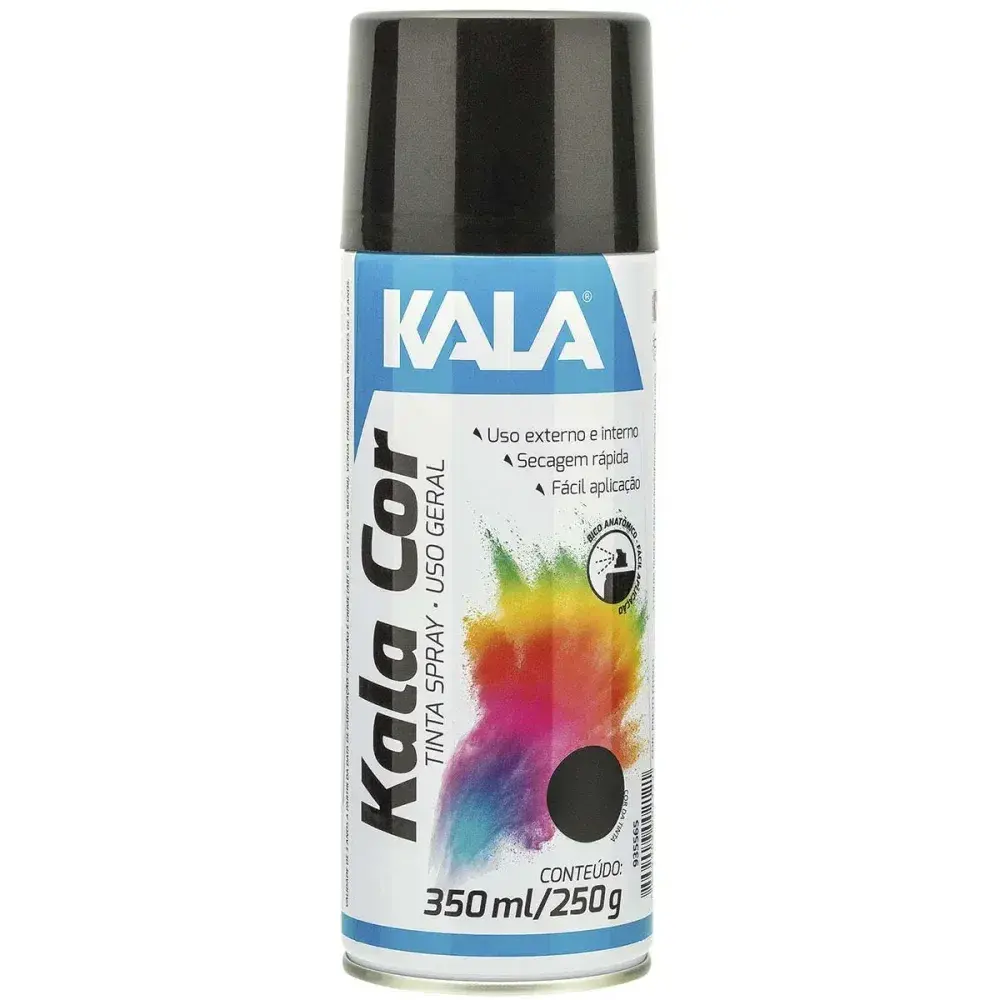 Tinta spray para uso geral preto fosco 350ML Kala — fotografia 2