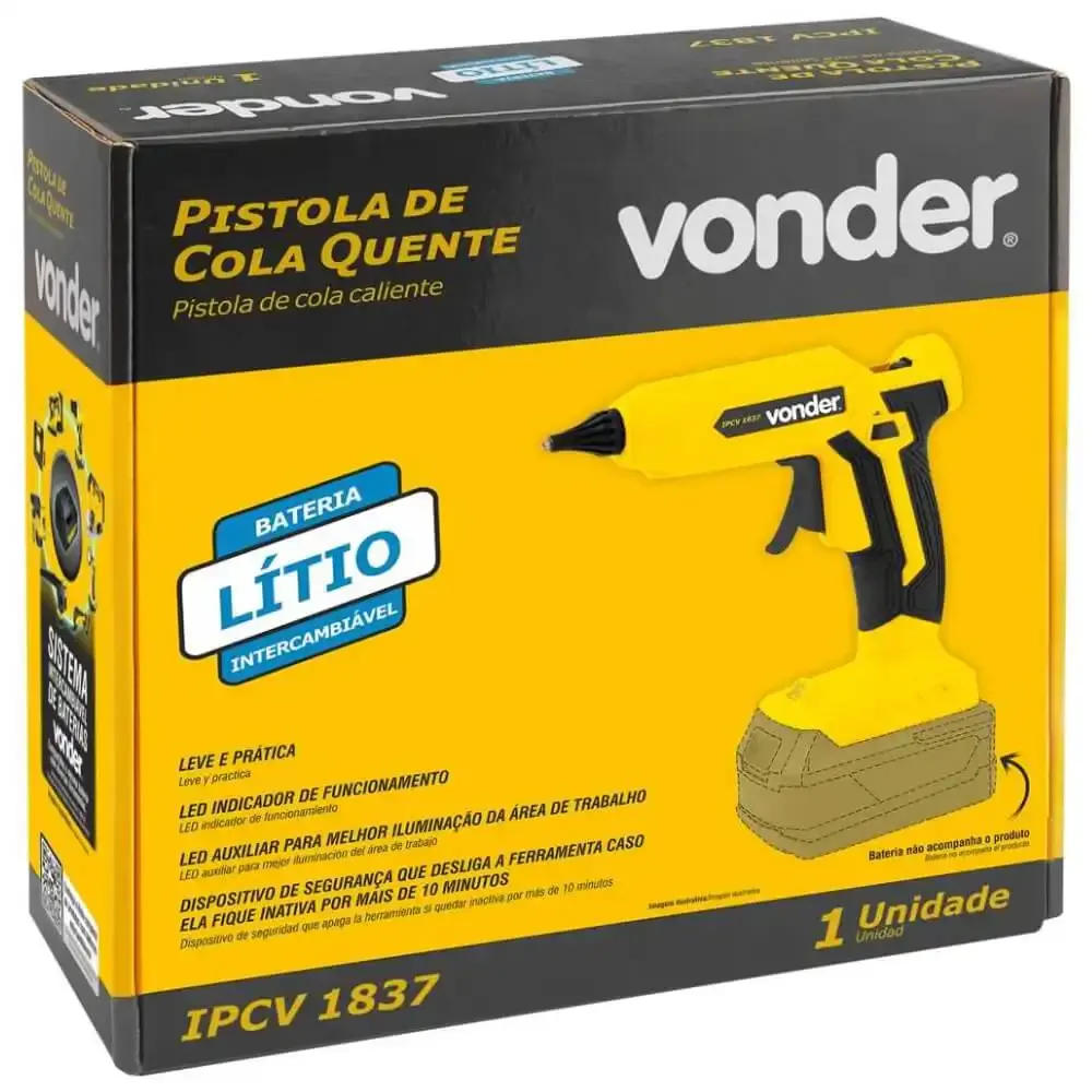 Pistola de cola quente 18V IPCV1837 sem bateria e sem carregador Vonder — fotografia 9