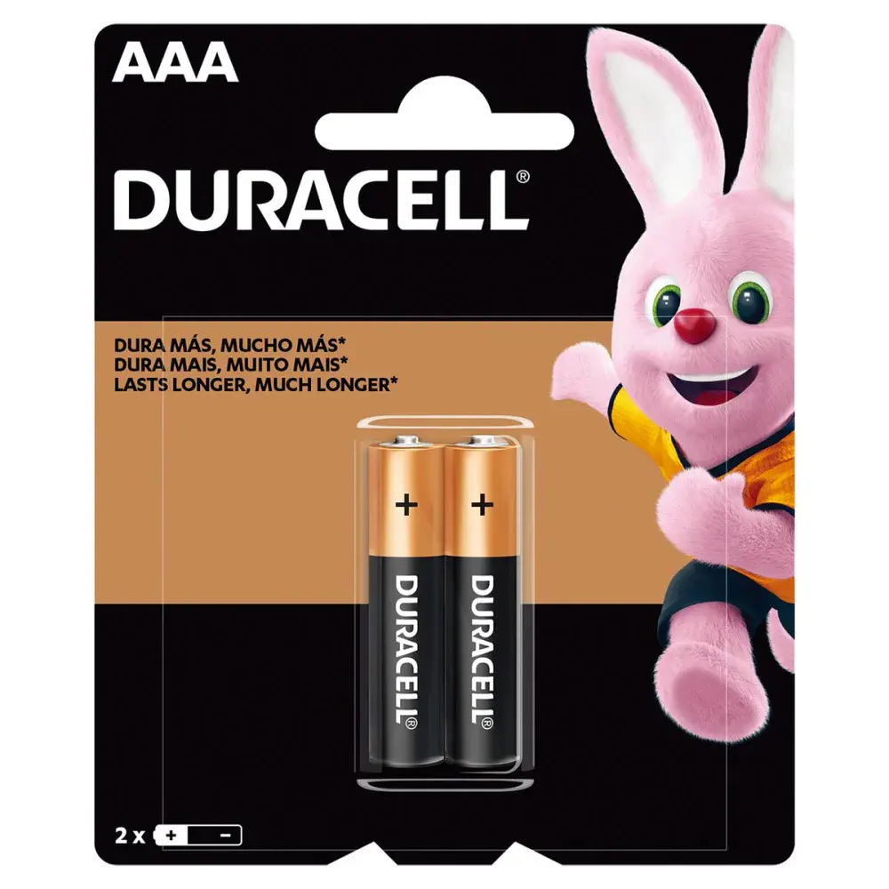 Pilha alcalina pequena aaa com 2 peç Duracell