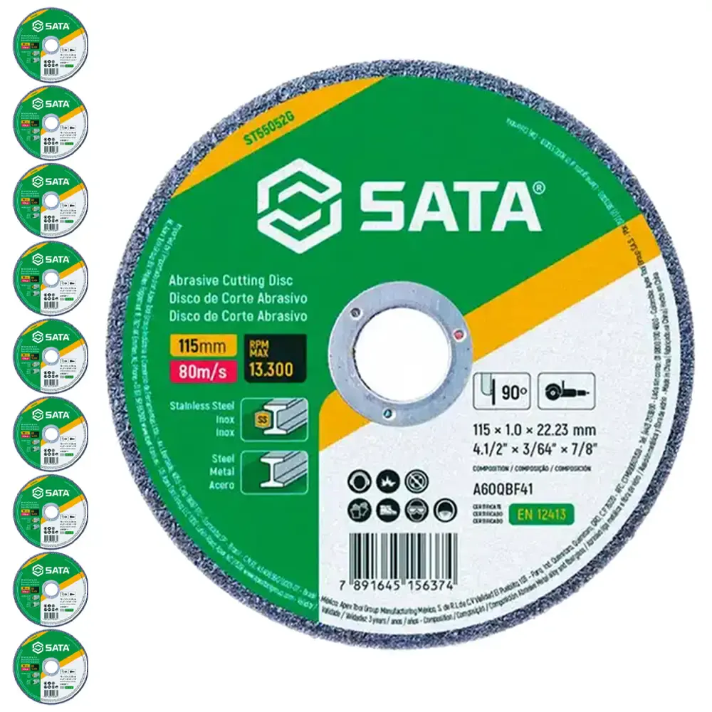 Disco de corte inox 7 POL x 1,6MM com 10 unidades Sata — fotografia de referência