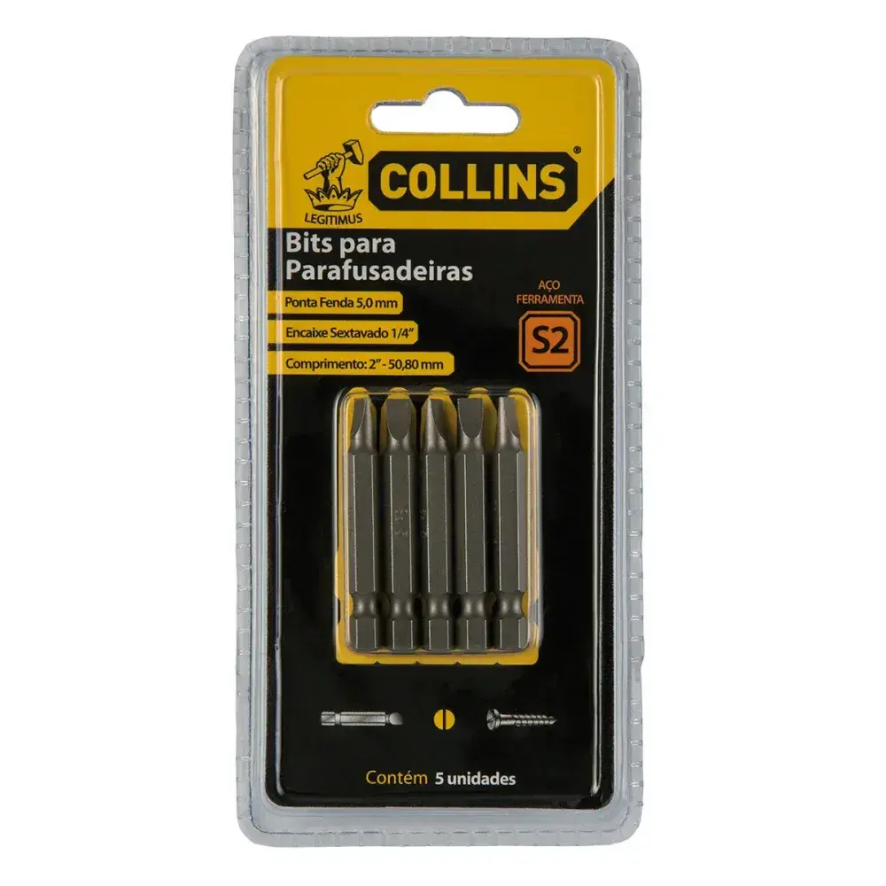Bits de ponta fenda 4,0MM 1/4" x 50,8MM 5 peças Collins — fotografia 2