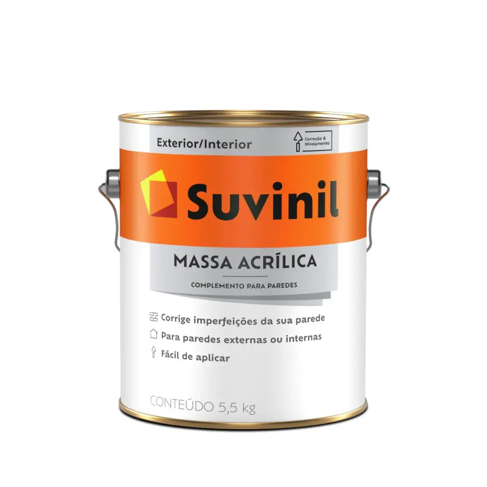 Massa acrílica para alvenaria lata 5,5KG Suvinil
