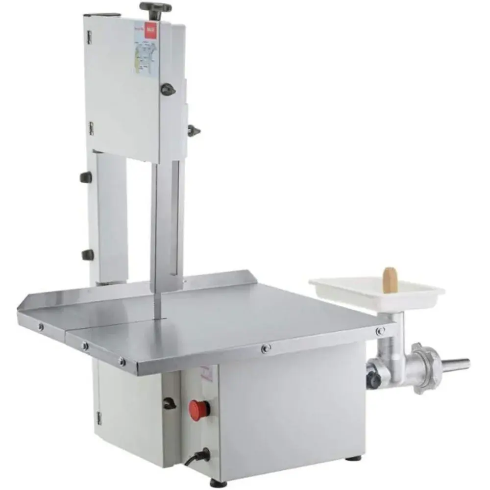 Serra fita para carne com moedor N°8 mesa inox 180CM 110V/ 220V Malta