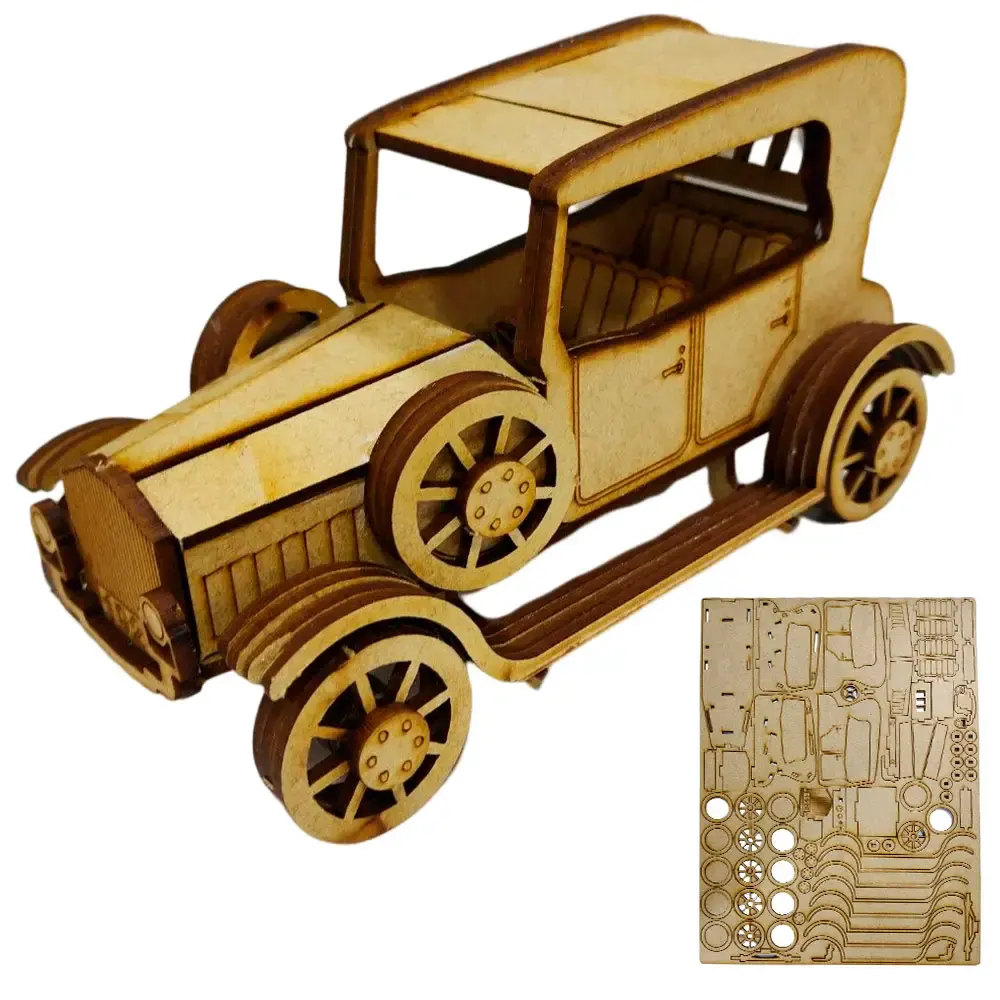 Quebra-cabeça 3D miniatura colecionável carro vintage clássico em MDF Arte