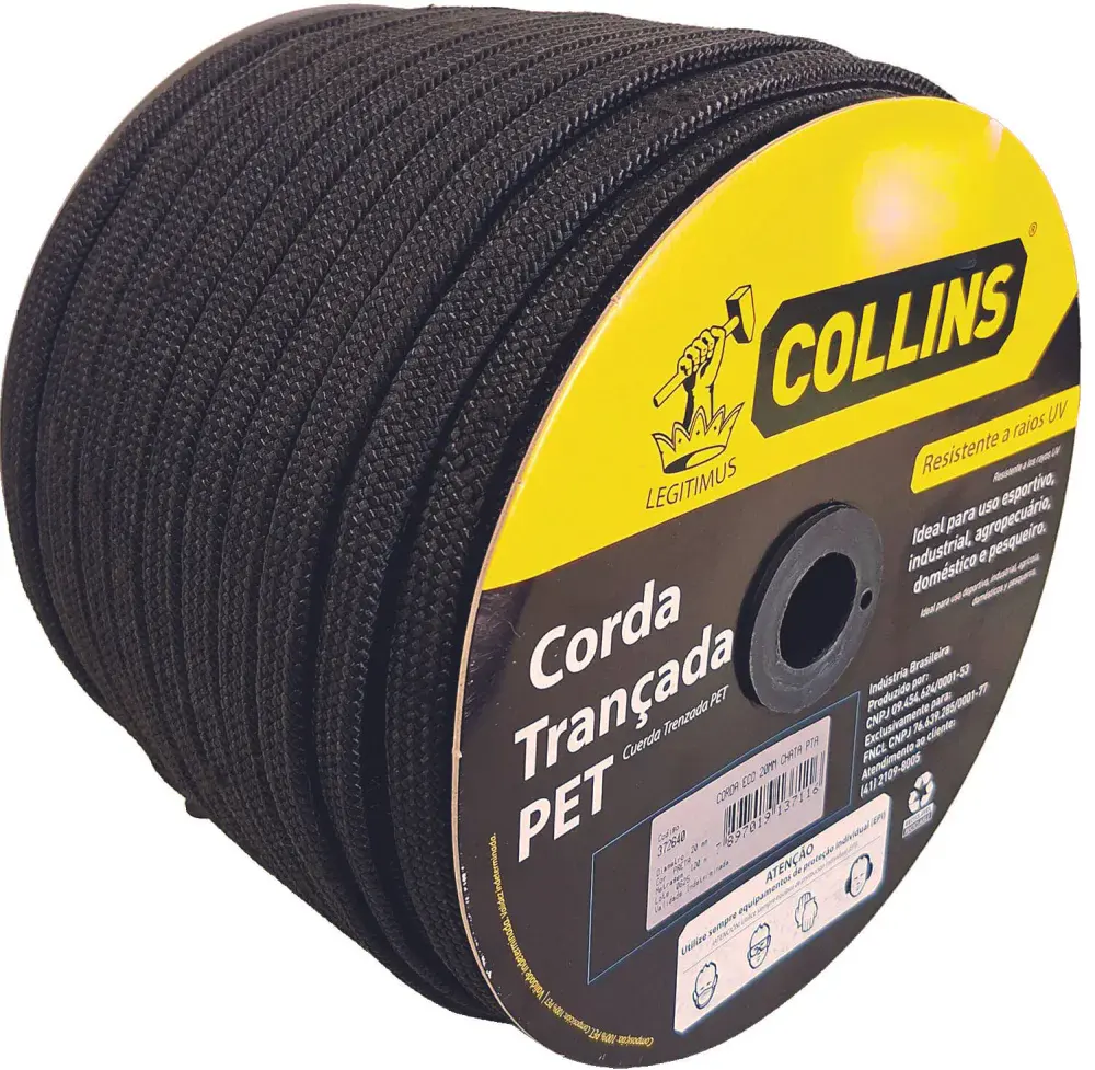 Corda pet trançada chata 20MM x 120M preta Collins — fotografia de referência