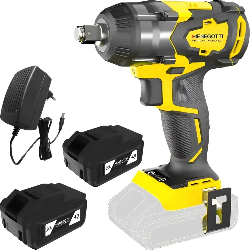 Chave de impacto 20V 1/2 POL + 2 baterias 4AH ION + 1 carregador de bateria Menegotti — fotografia de referência