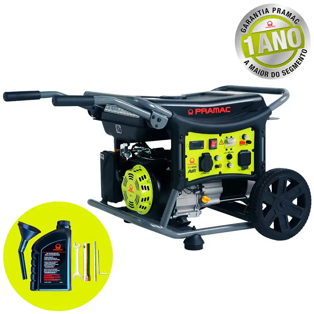 Gerador à gasolina 4KVA digital com avr 4T WX4000 mono bivolt com rodas PR322MXI003I Pramac — fotografia 9