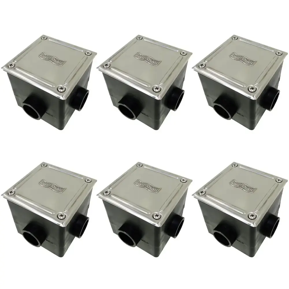 Caixa de passagem quadrada com tampa inox 6 uni Sodramar