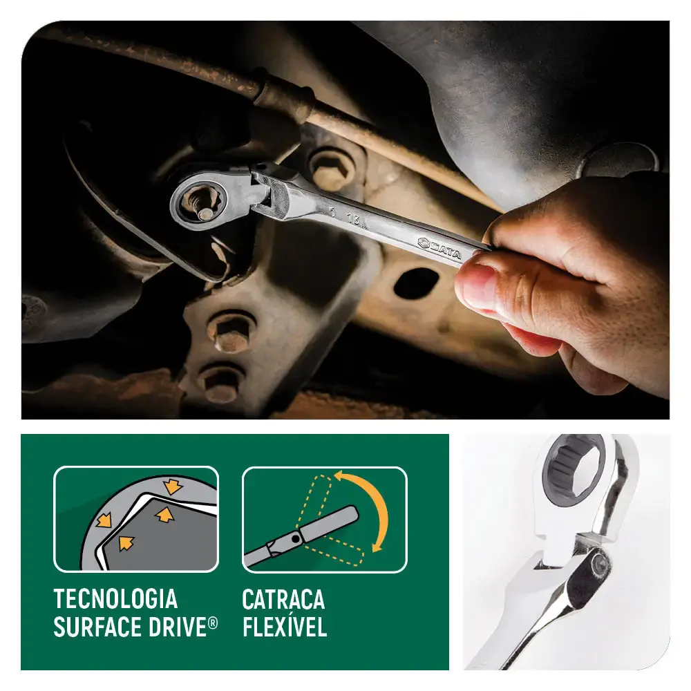 Chave combinada catraca cabeça flexível 19MM ST46410ST Sata — fotografia 5
