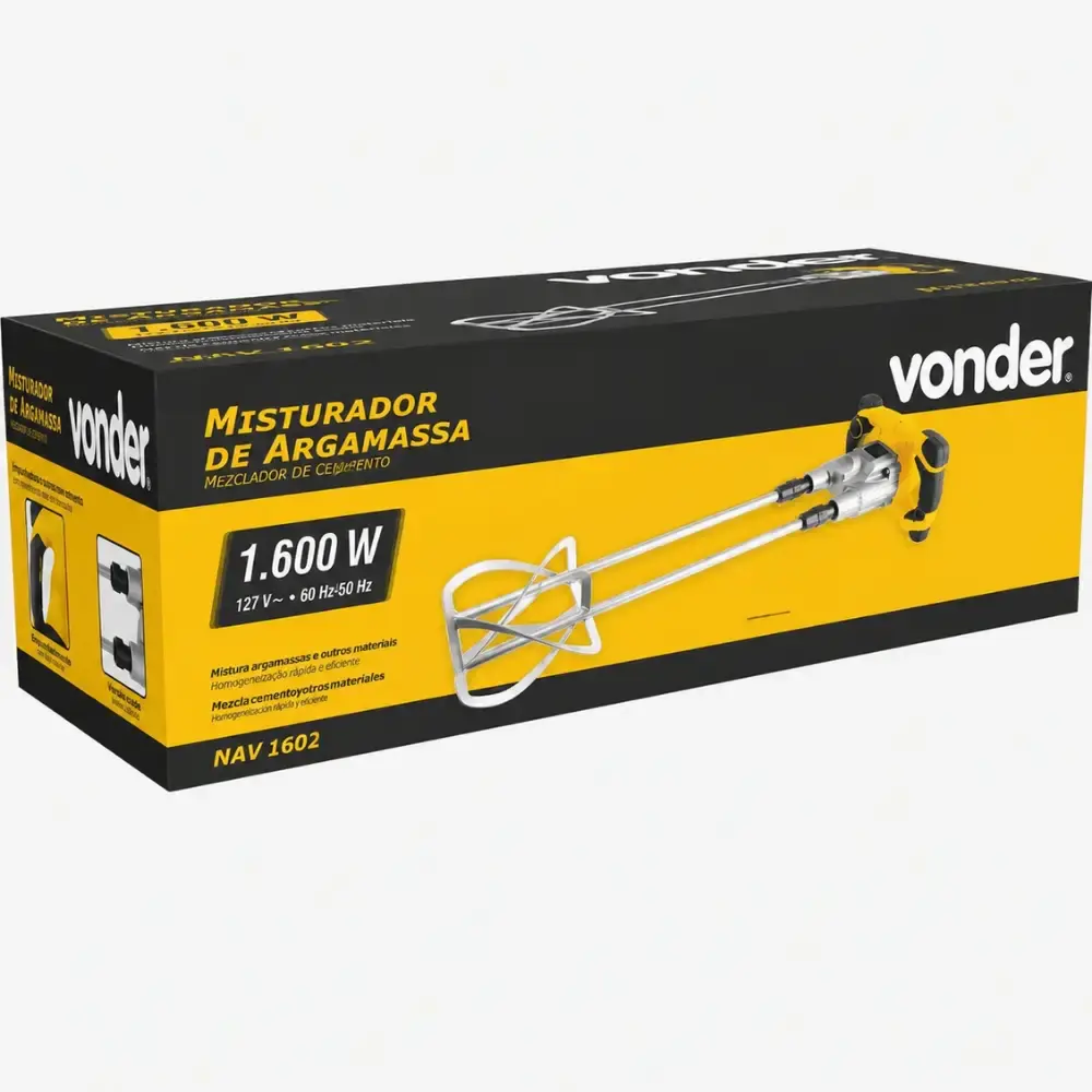 Misturador elétrico de argamassa com 2 pás 1.600W MAV 1602 Vonder 220 V — fotografia 4