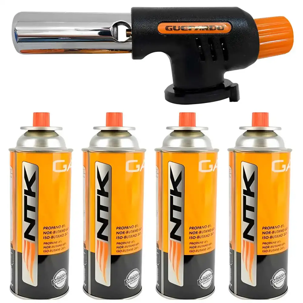 Maçarico compacto flame gun acendedor automático guepardo+ kit gás butano — fotografia 7