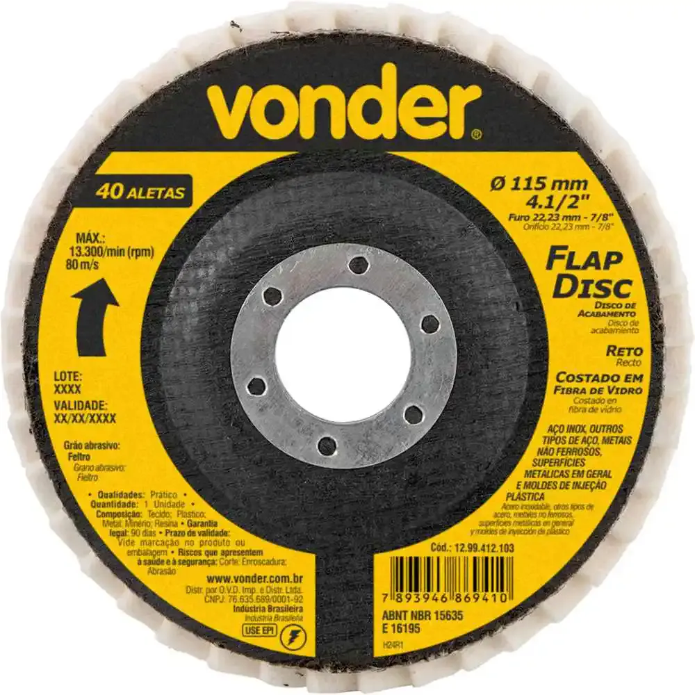 Disco de Acabamento Flap 4.1/2POL com feltro VONDER