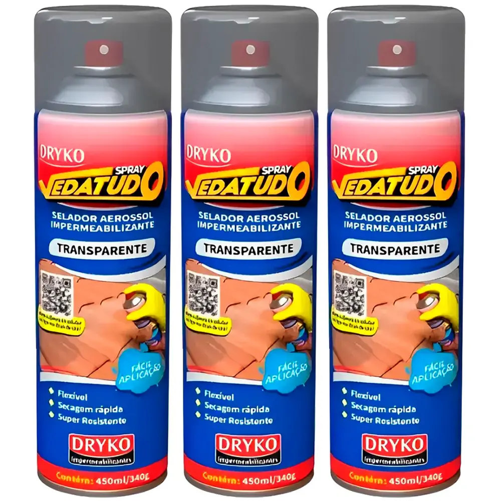 Spray impermeabilizante transparente 400ML 3 peças Dryko