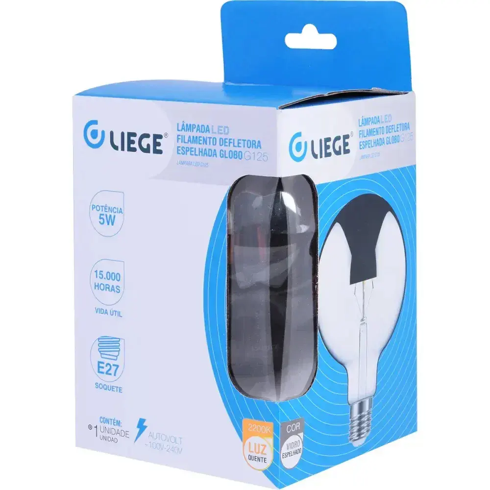 Lâmpada led filamento espelhado globo G125 bivolt Liege — fotografia 10