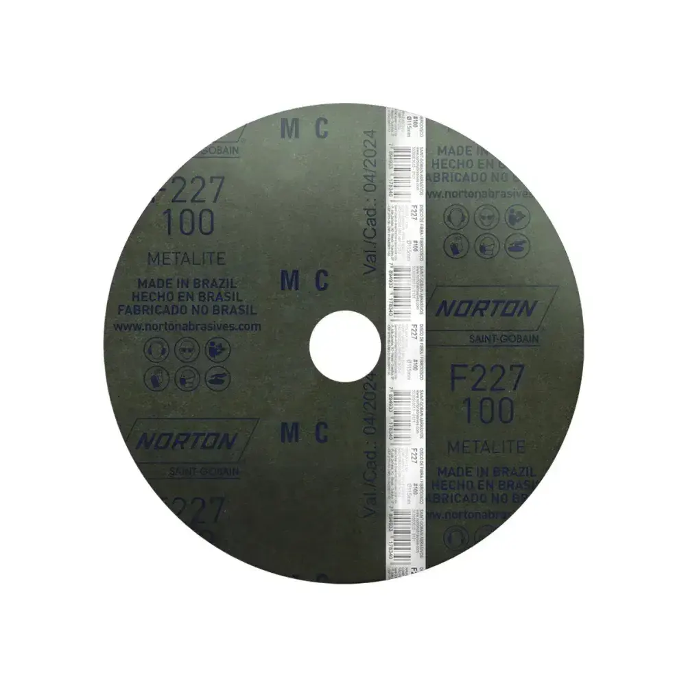 Disco lixa fibra F227 115X22MM grão 100 Norton — fotografia 5