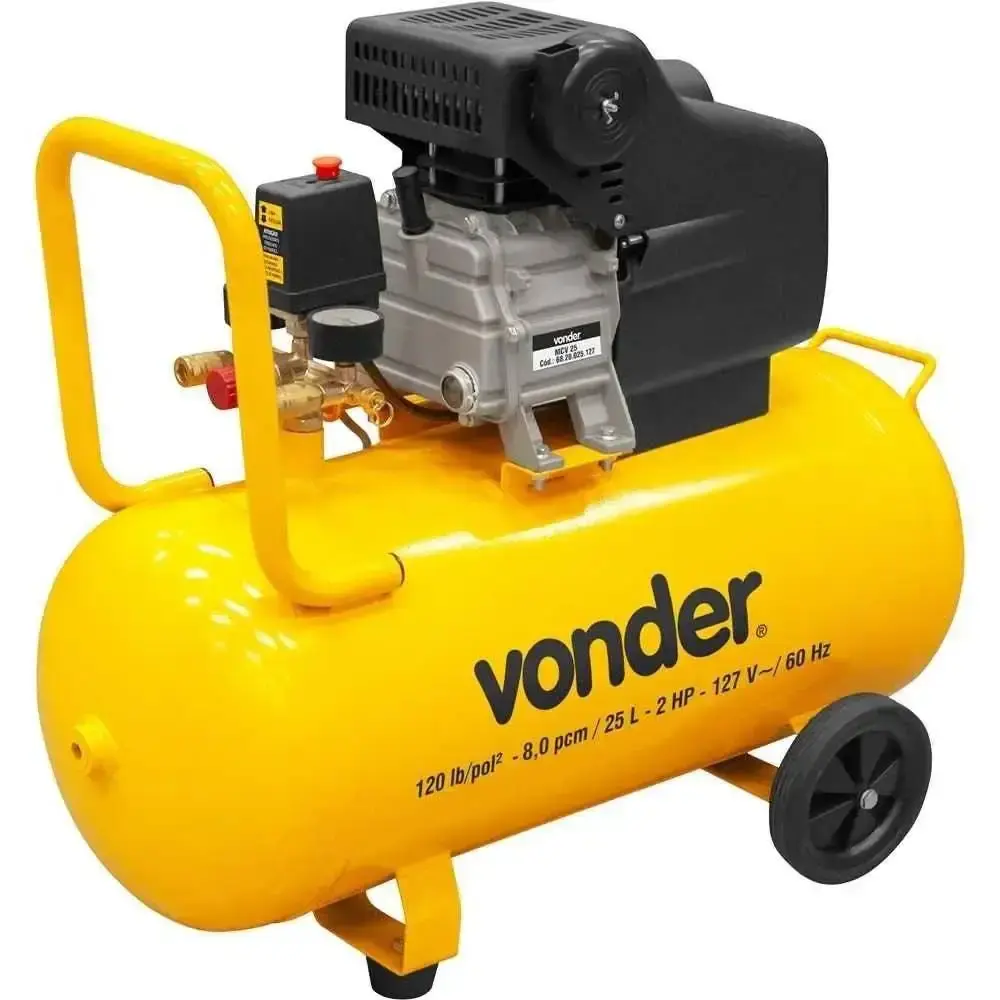 Compressor de ar portátil 8 pés 2 HP 25 litros MCV-25 Vonder 110 V — fotografia 6