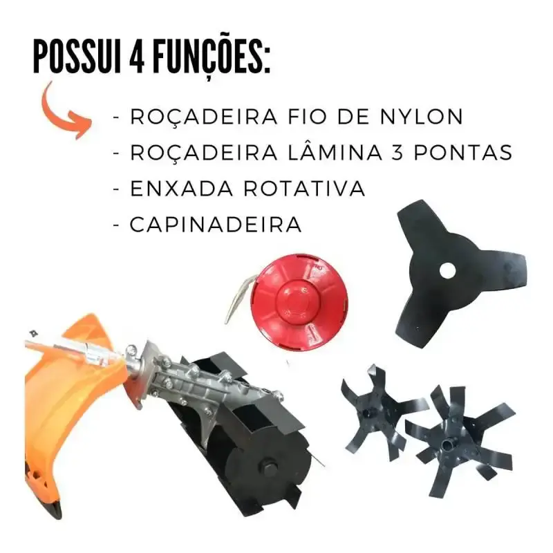 Motocultivador gasolina 3,0 HP 2T 63 CC 4 funções IWMCG2T63 ImportWay — fotografia 6