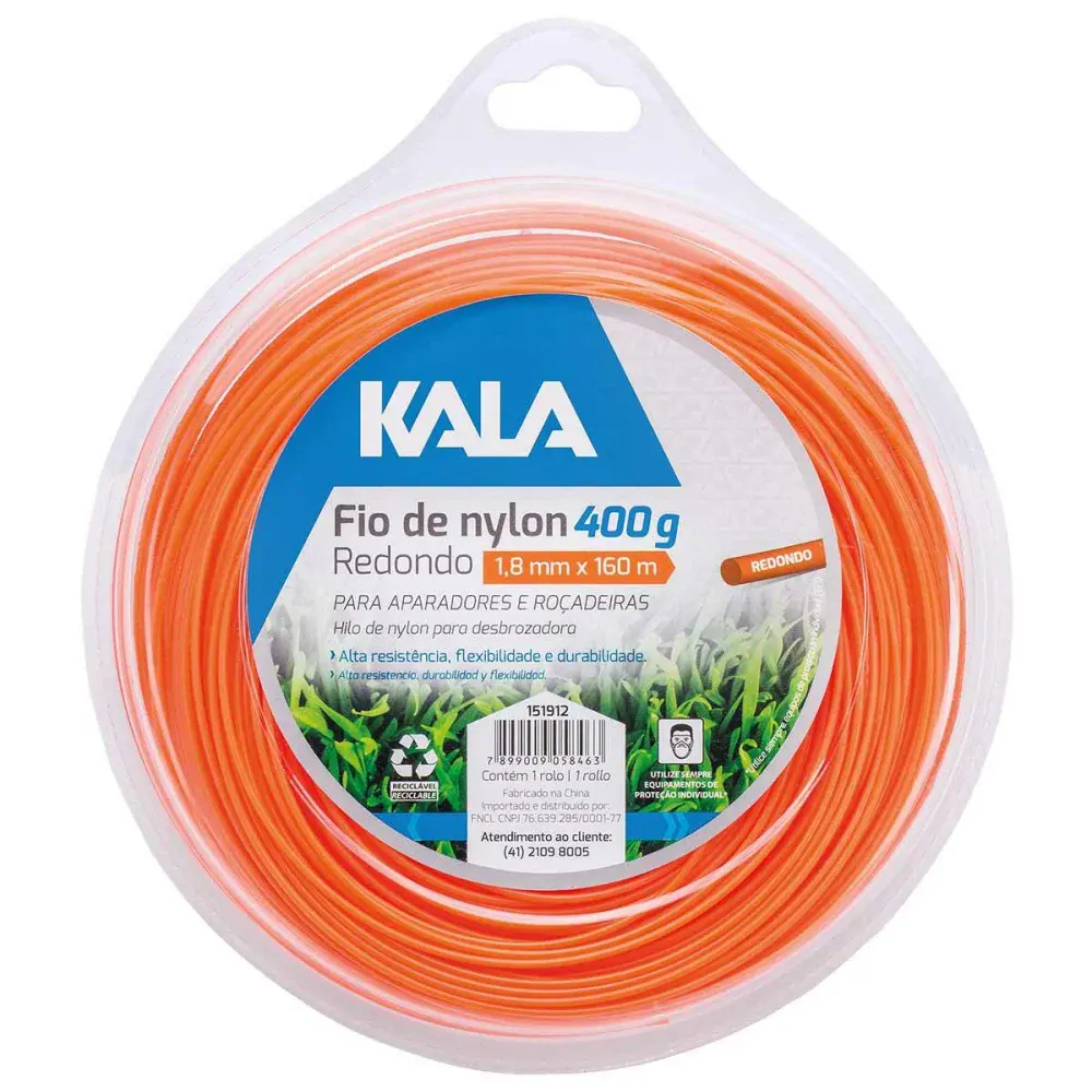 Fio redondo de nylon para aparadores laranja 2,0MMX130M kala Worker — fotografia de referência