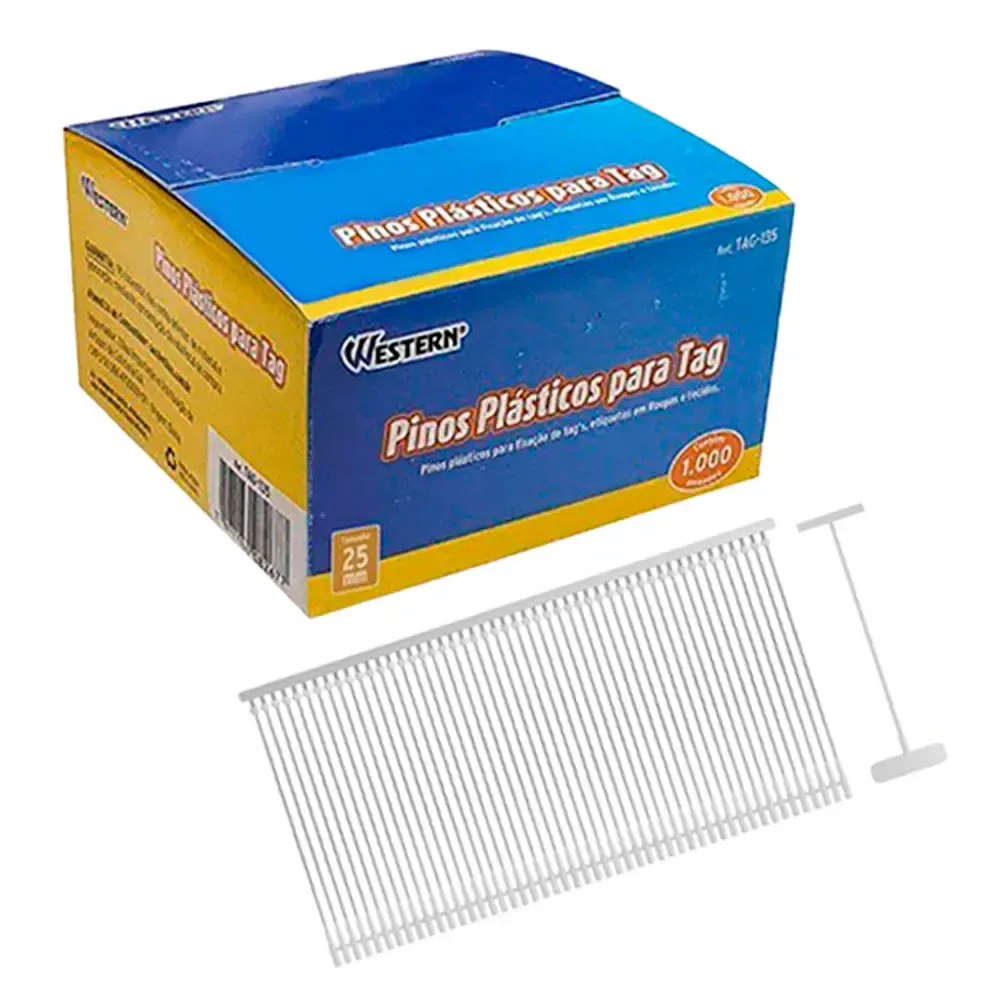 Pinos plásticos para Etiquetadora TAG 25MM com 1000 Pçs Western
