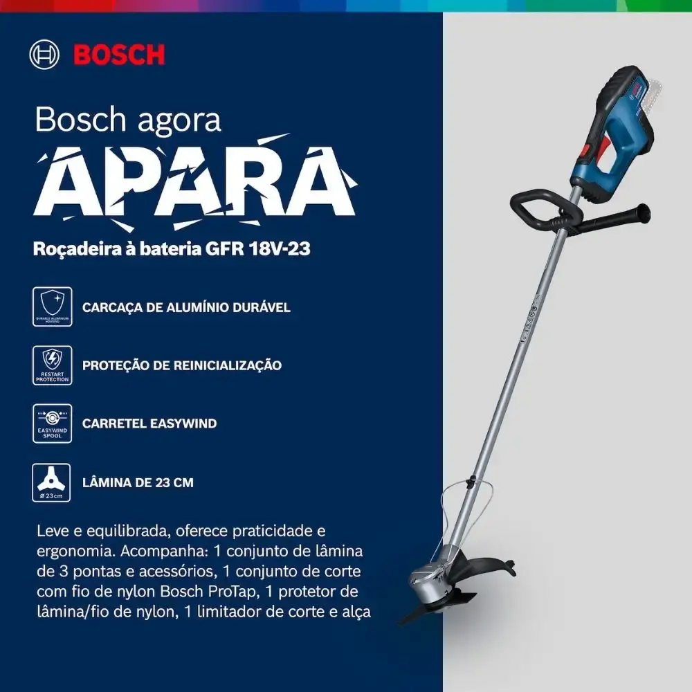 Roçadeira a bateria 23CM GFR 18V-23 com bateria 8,0AH 18V e carregador bivolt Bosch — fotografia 10