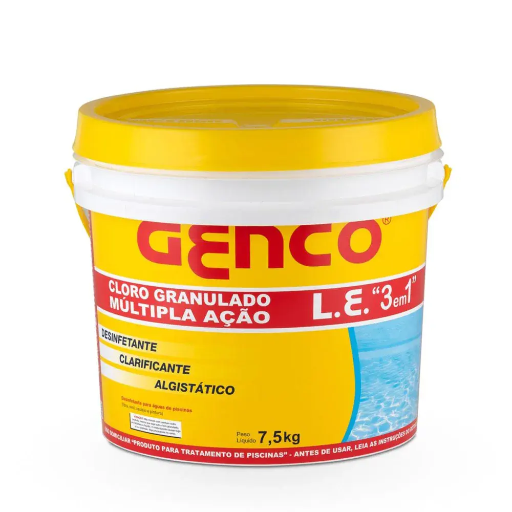 Cloro granulado l.e. múltipla ação 3 em 1 7,5KG Genco