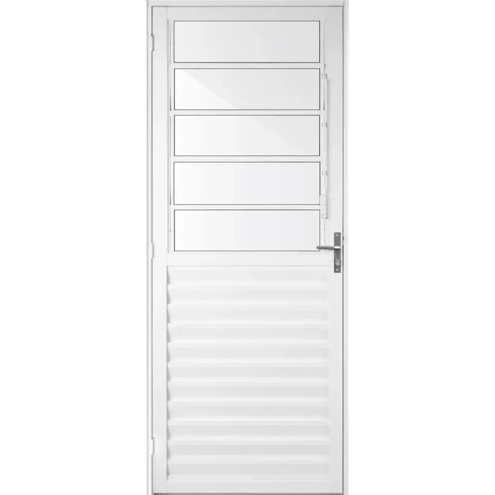 Porta de alumínio basculante 210X80CM esquerda branca Aluvid