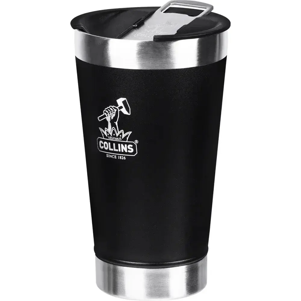 Copo térmico com tampa em aço inoxidável preto 473ML Collins — fotografia 6