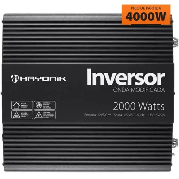 Inversor de tensão onda modificada 2000W - 12V/220V - Hayonik