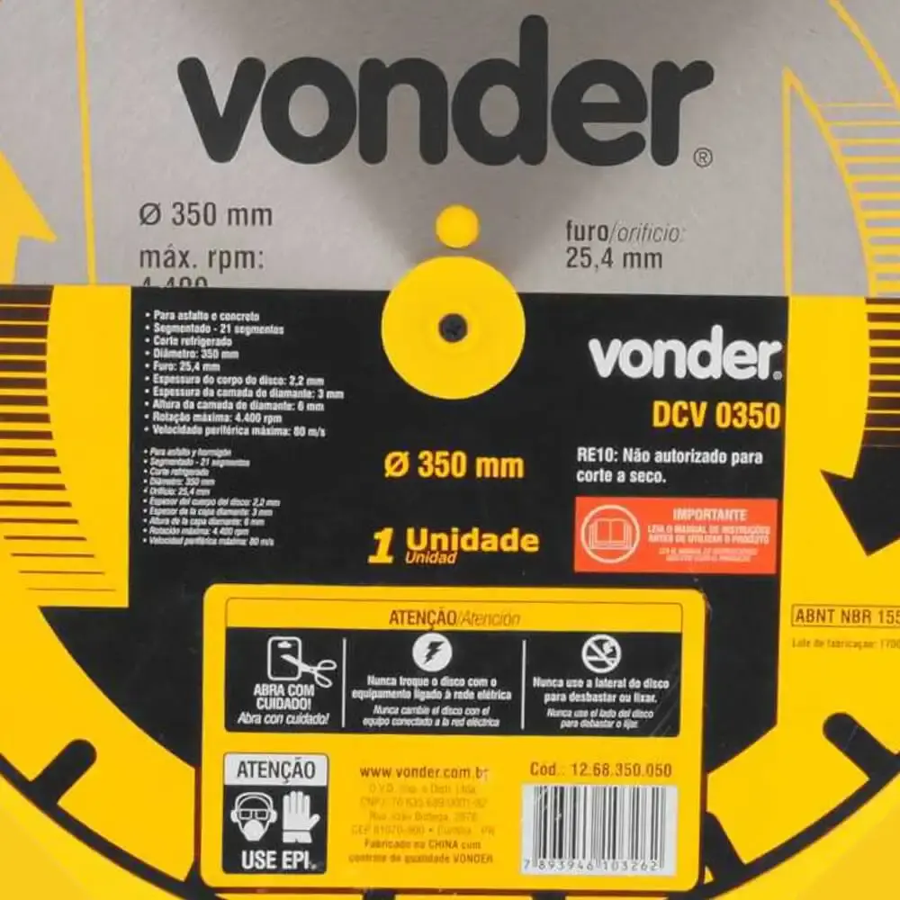 Disco diamantado 350 MM para asfalto e concreto DCV 0350 Vonder — fotografia 4