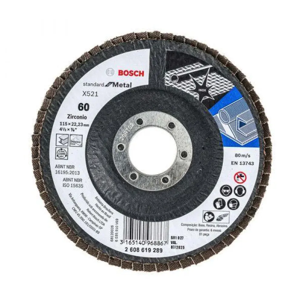 Lixa disco flap standard for metal 115MM G60 Bosch — fotografia de referência