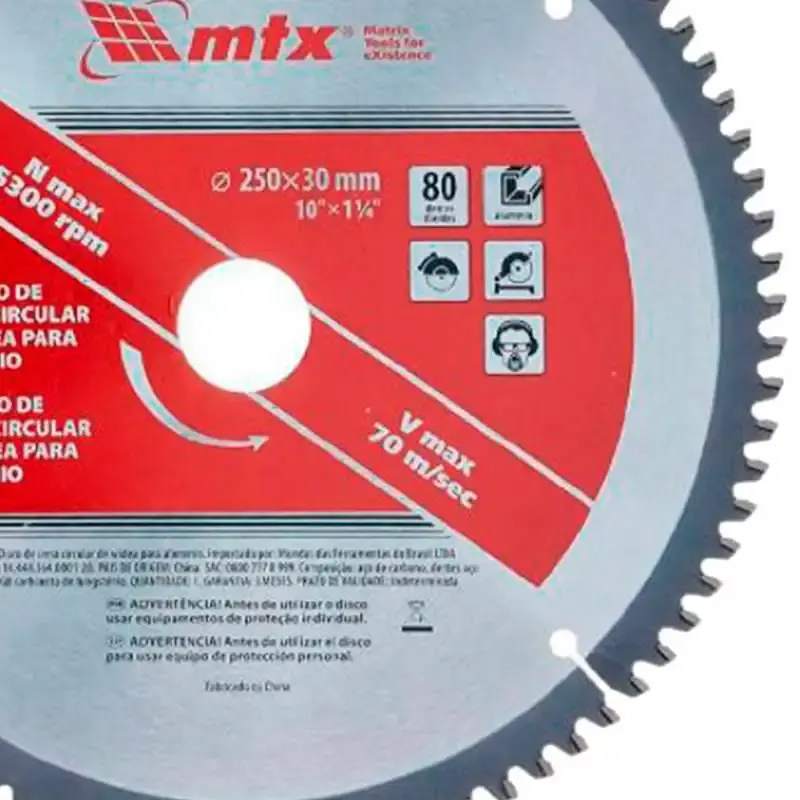 Serra Circular de Widea 10 POL 250 MM x 30 MM para MDF e Alumínio 80 Dentes 7338255 MTX — fotografia 3