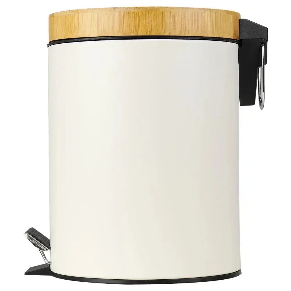 Lixeira tampa de bambu branca 5L Kala — fotografia 7