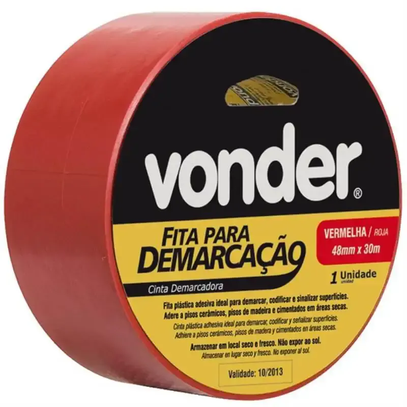 Fita para Demarcação de Solo VERMELHA 48 MM x 30 Metros VONDER
