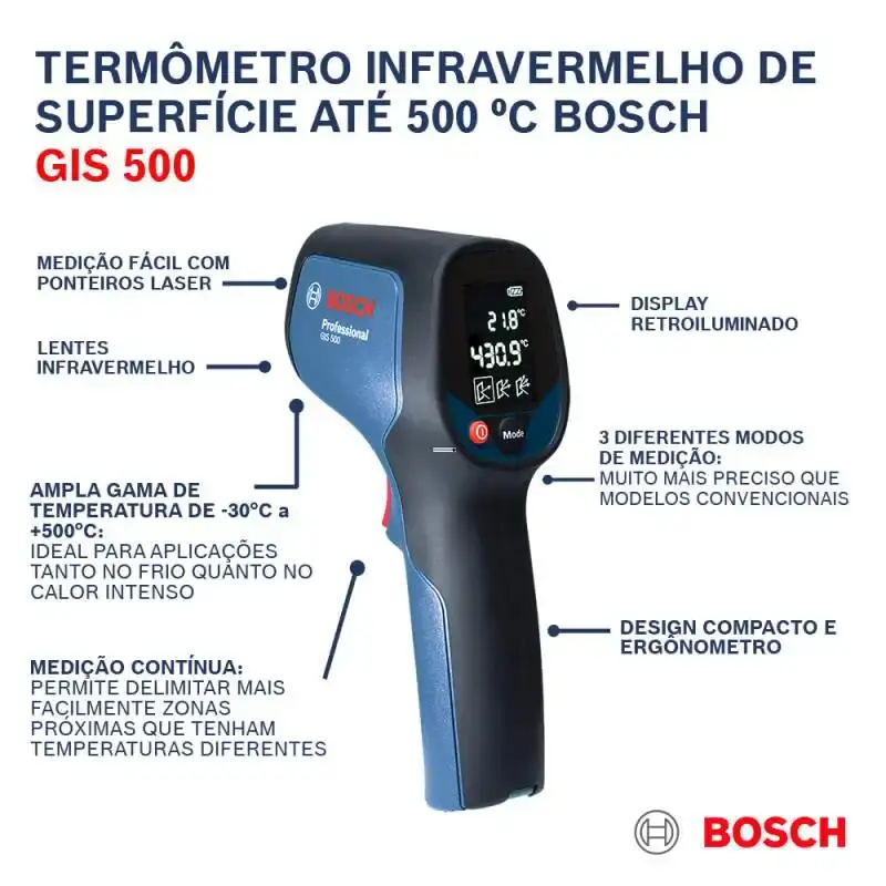 Termômetro Infravermelho Detector Térmico até 500°C GIS 500 BOSCH — fotografia 9