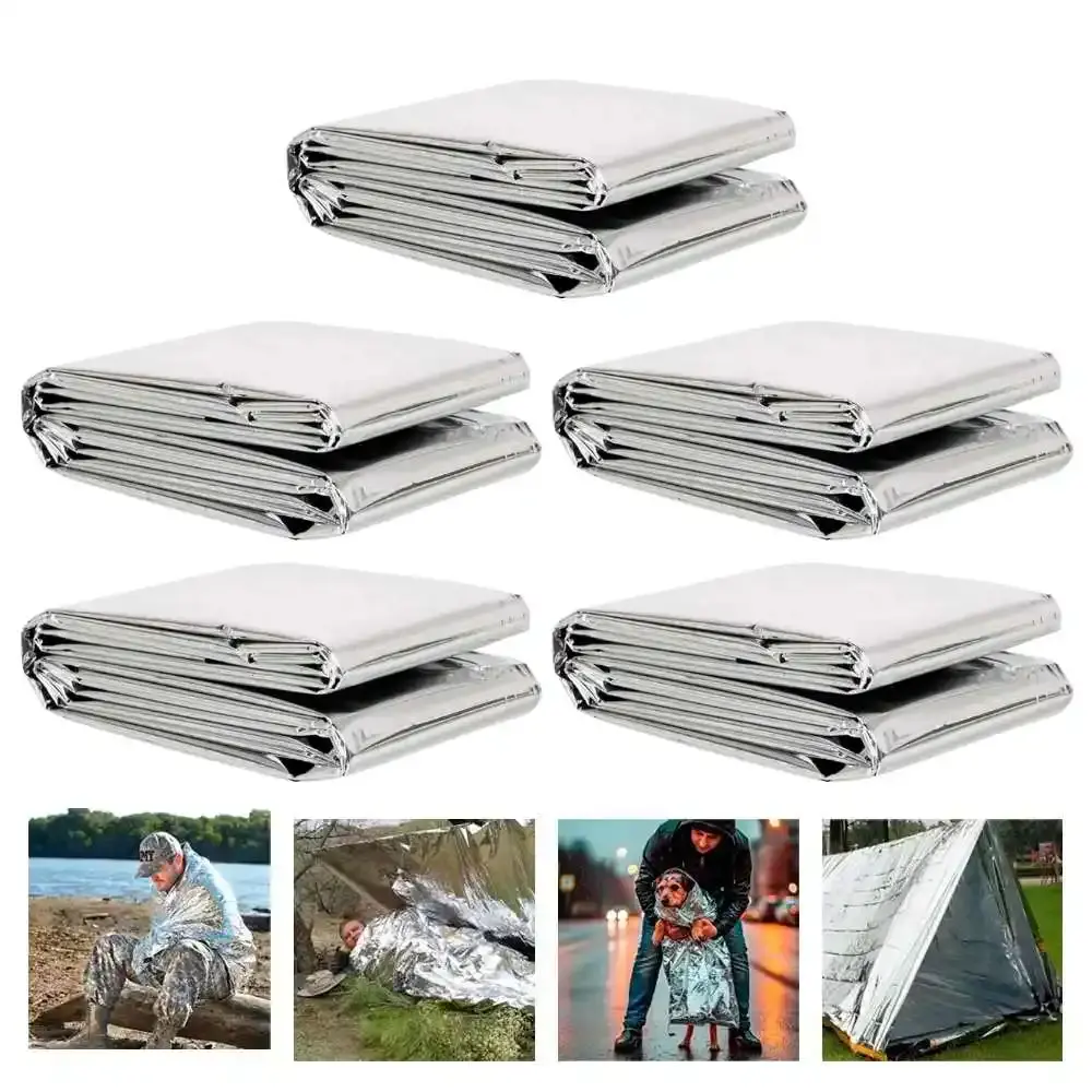 Manta Térmica Aluminizada 210 × 130 cm para Resgate e Camping 5 Unidades — ZELT