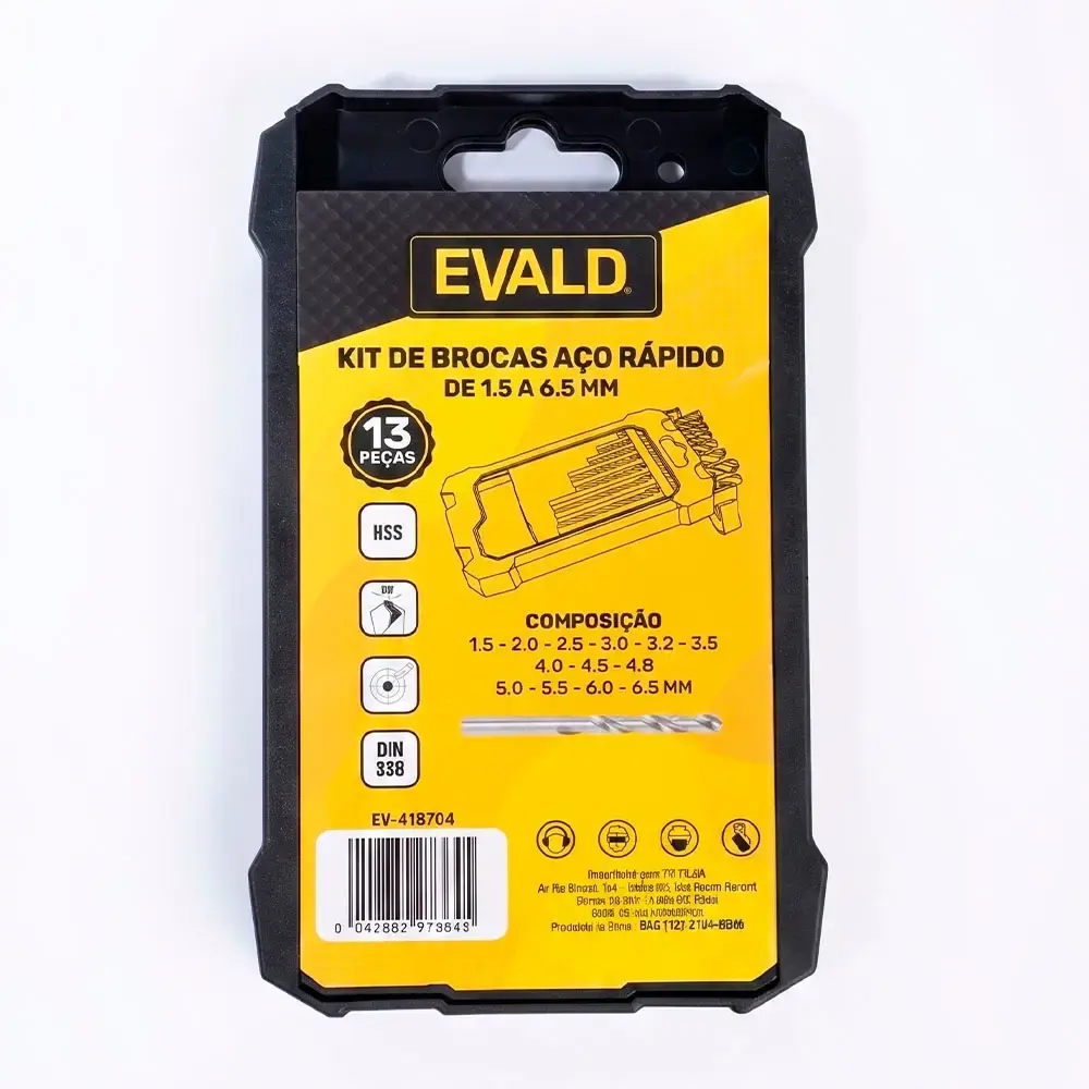 Jogo de brocas aço rápido de 1.5 à 6.5 MM kit com 13 peças Evald — fotografia 6