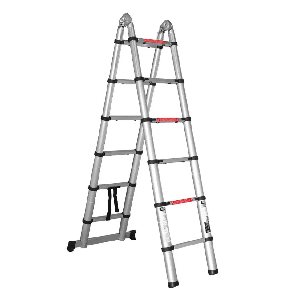 Escada telescópica dupla 2X8 degraus 5M Worker — fotografia de referência