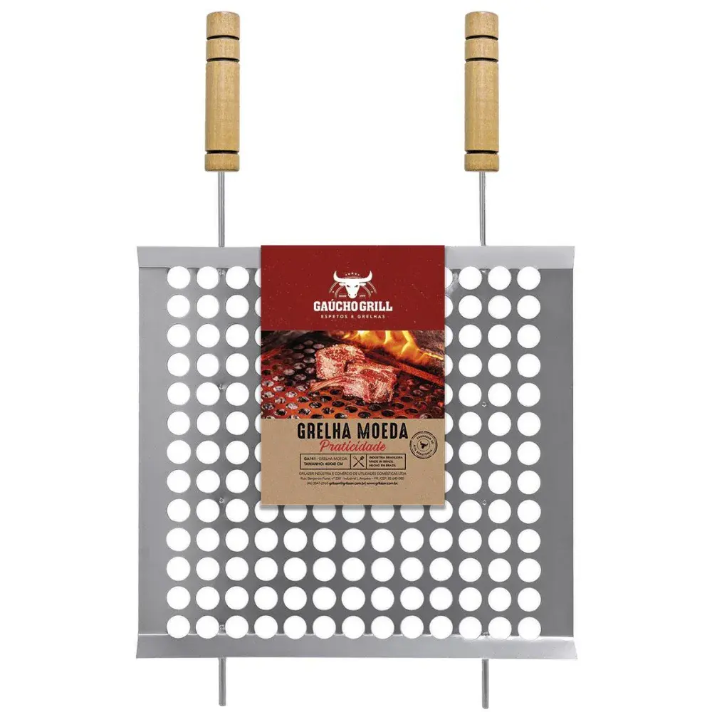 Grelha moeda para churrasco cromado 40X50CM Grilazer