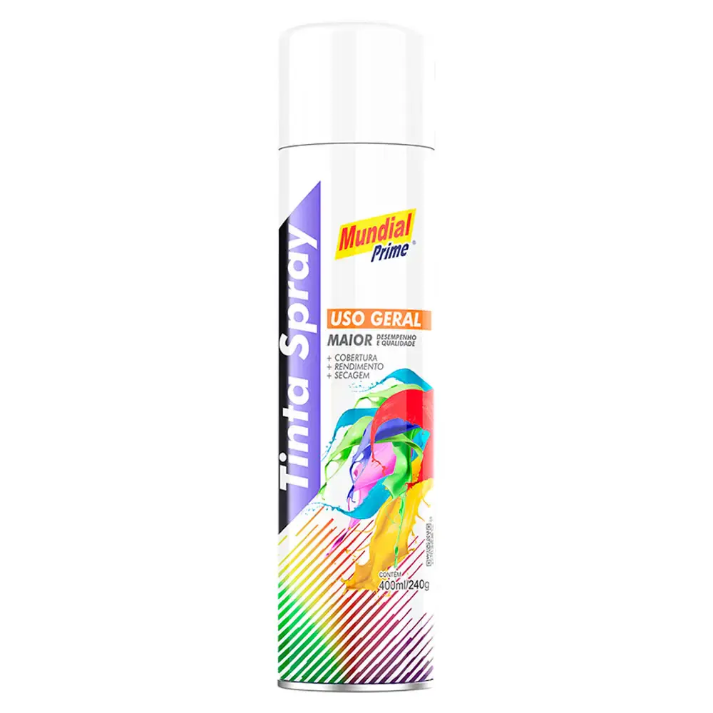 Tinta Spray 400 ml Branco com 03 Uni MUNDIAL PRIME — fotografia 5