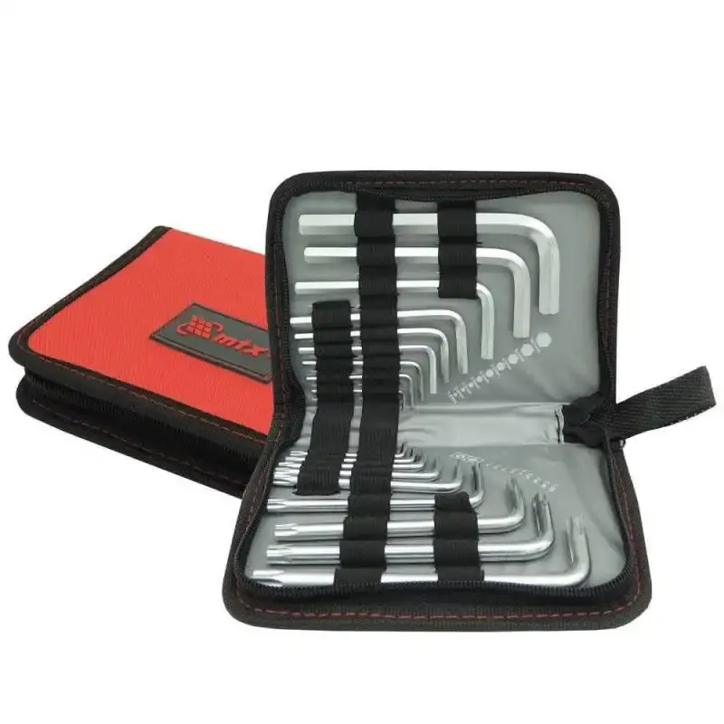 Jogo de chaves torx e allen hexagonais curtas CRV com 18 peças MTX — fotografia de referência