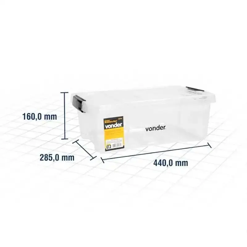 Caixa Plástica Transparente Tipo Baú 44 x 28.5 x 16 CM CBV 010 VONDER — fotografia 4