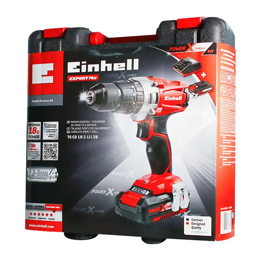 Parafusadeira e furadeira de impacto a bateria 18V 1/2" te-cd li-i com 2 bateria e carregador 451384 Einhell — fotografia 5