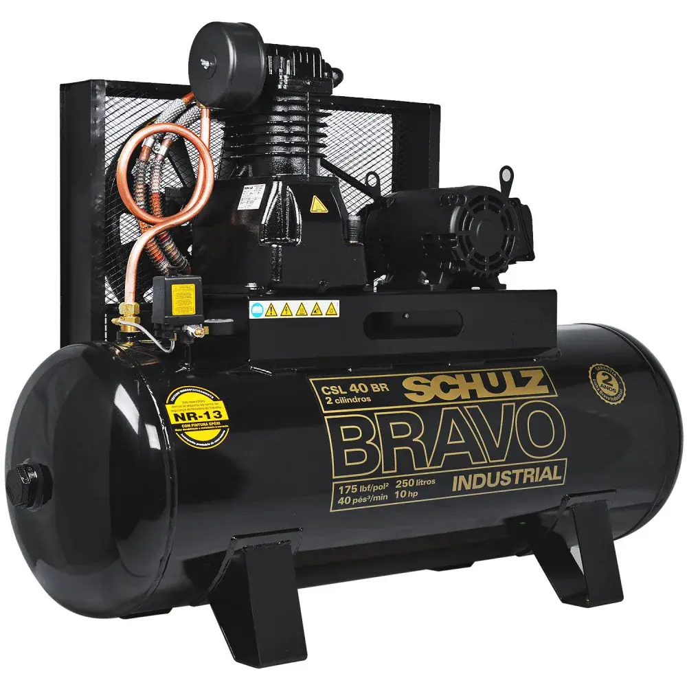 Compressor de ar 40 pés 250L bravo csl 220/380V Schulz — fotografia 3